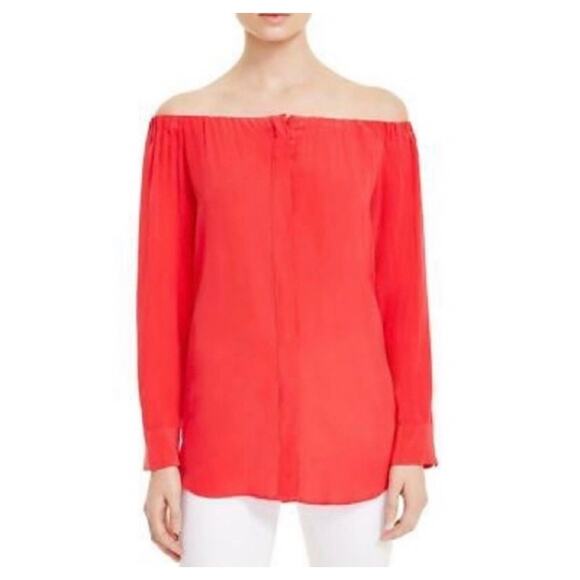 Equipment Gretchen Silk Off Shoulder Blouse Small Pink Magenta Button Down - Picture 1 of 8